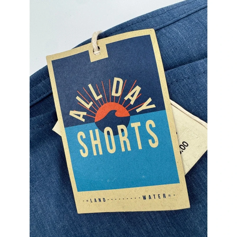 New Faherty All Day Shorts Mens 31 Navy Blue Hybrid Water Repellent Stretch